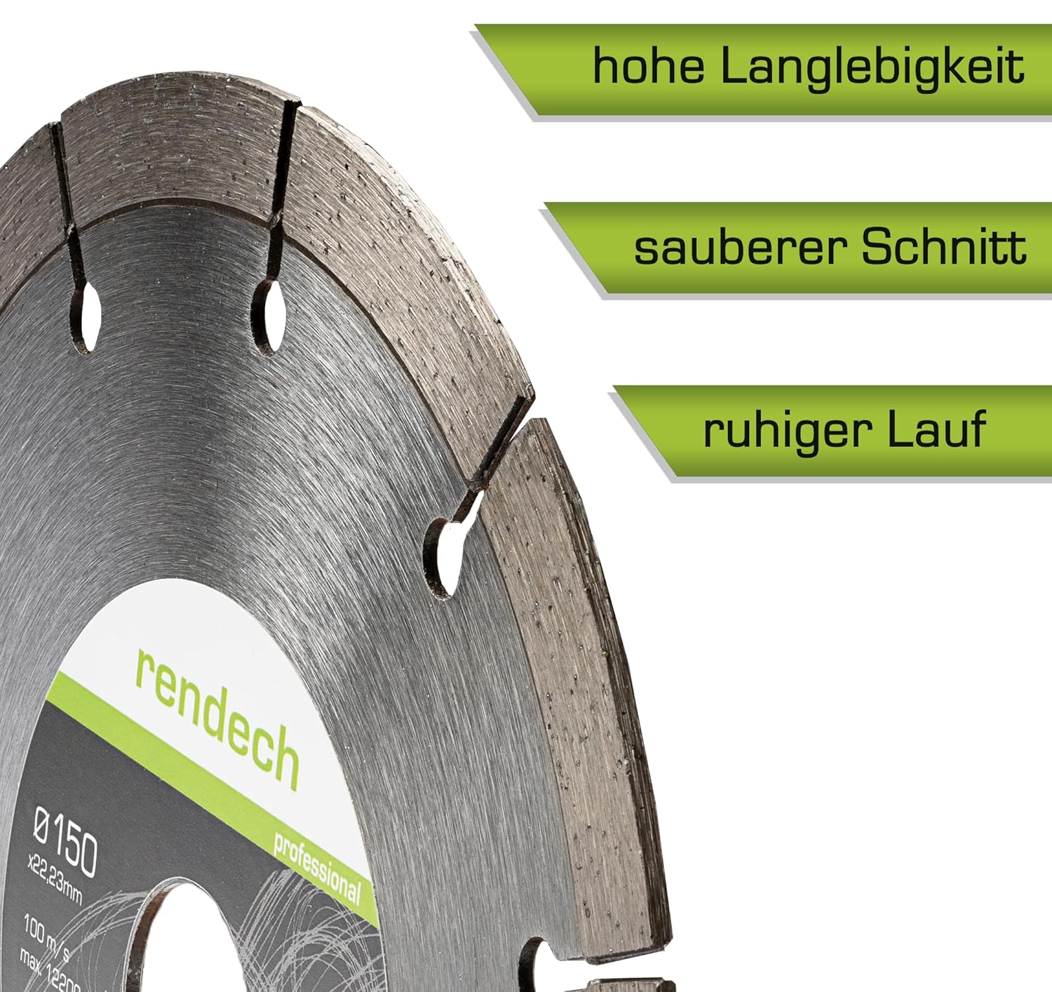 Detalle 2 de rendech® Profi Diamantscheibe 150 mm für Mauernutfräse – 2er Pack (Diamanttrennscheibe für Mauerwerk, Beton, Klinker & mehr)