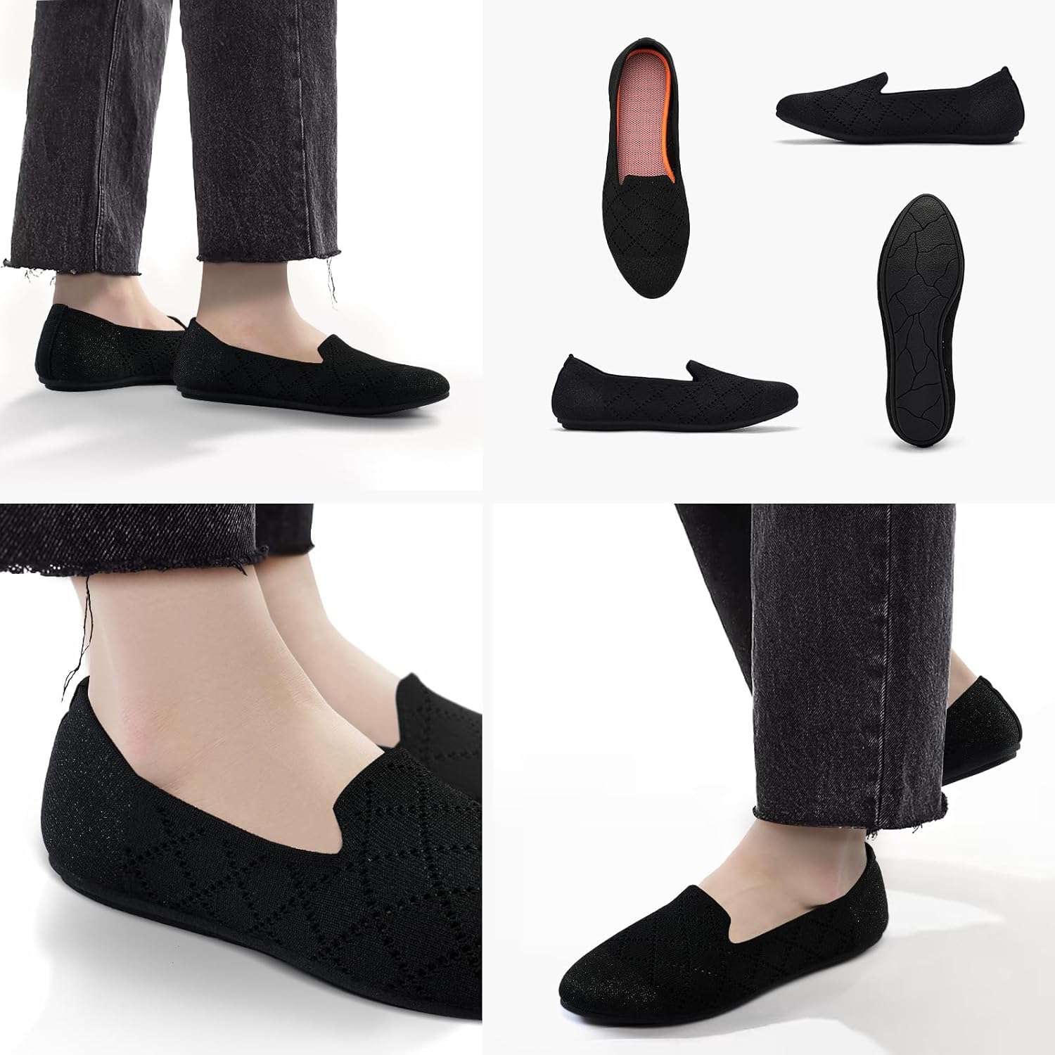 Thumbnail 1 de Puxowe Women's Knit Slip-On Ballet Flats – Memory Foam Comfort for Everyday Wear