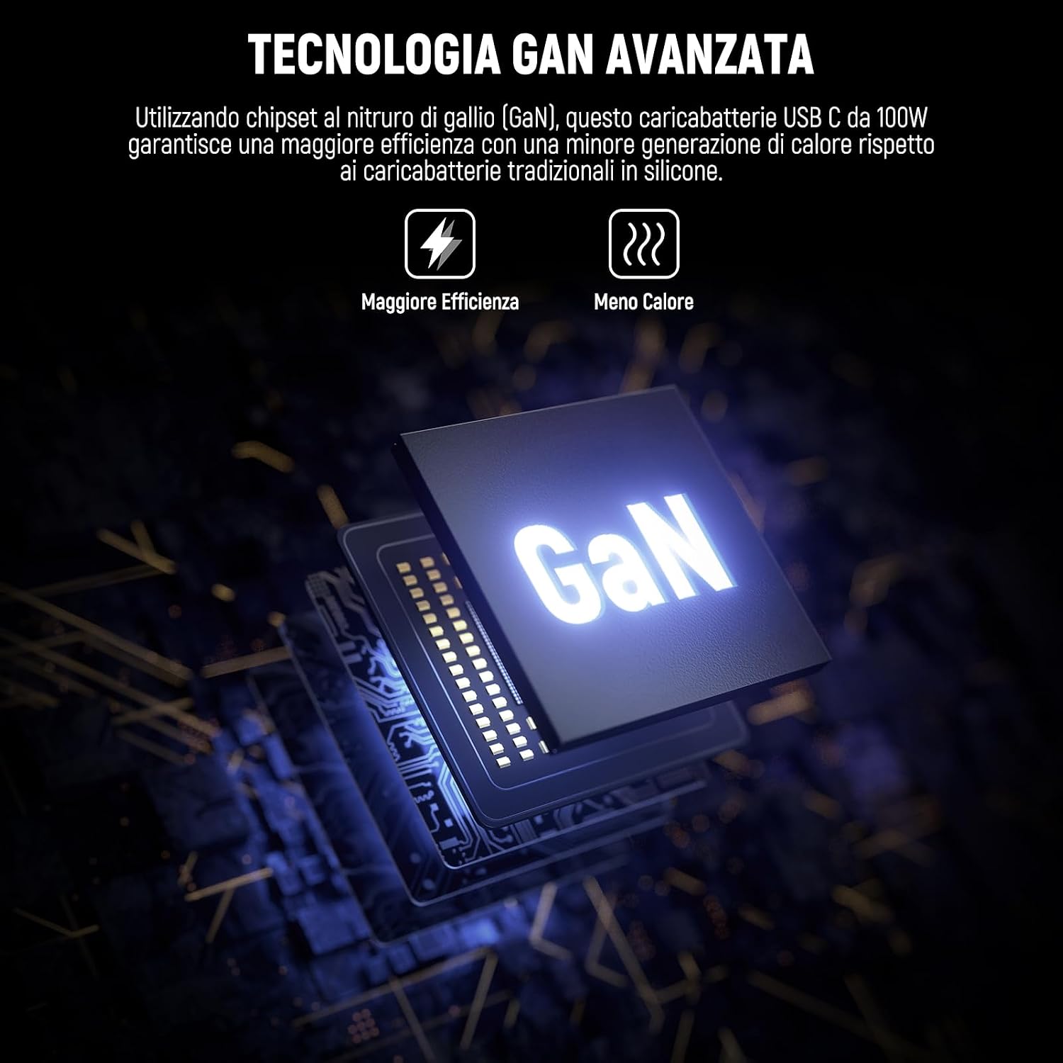 Detalle de NEEWER caricabatterie GaN USB-C PD 100W da muro con cavo USB-C per batterie V-mount e dispositivi