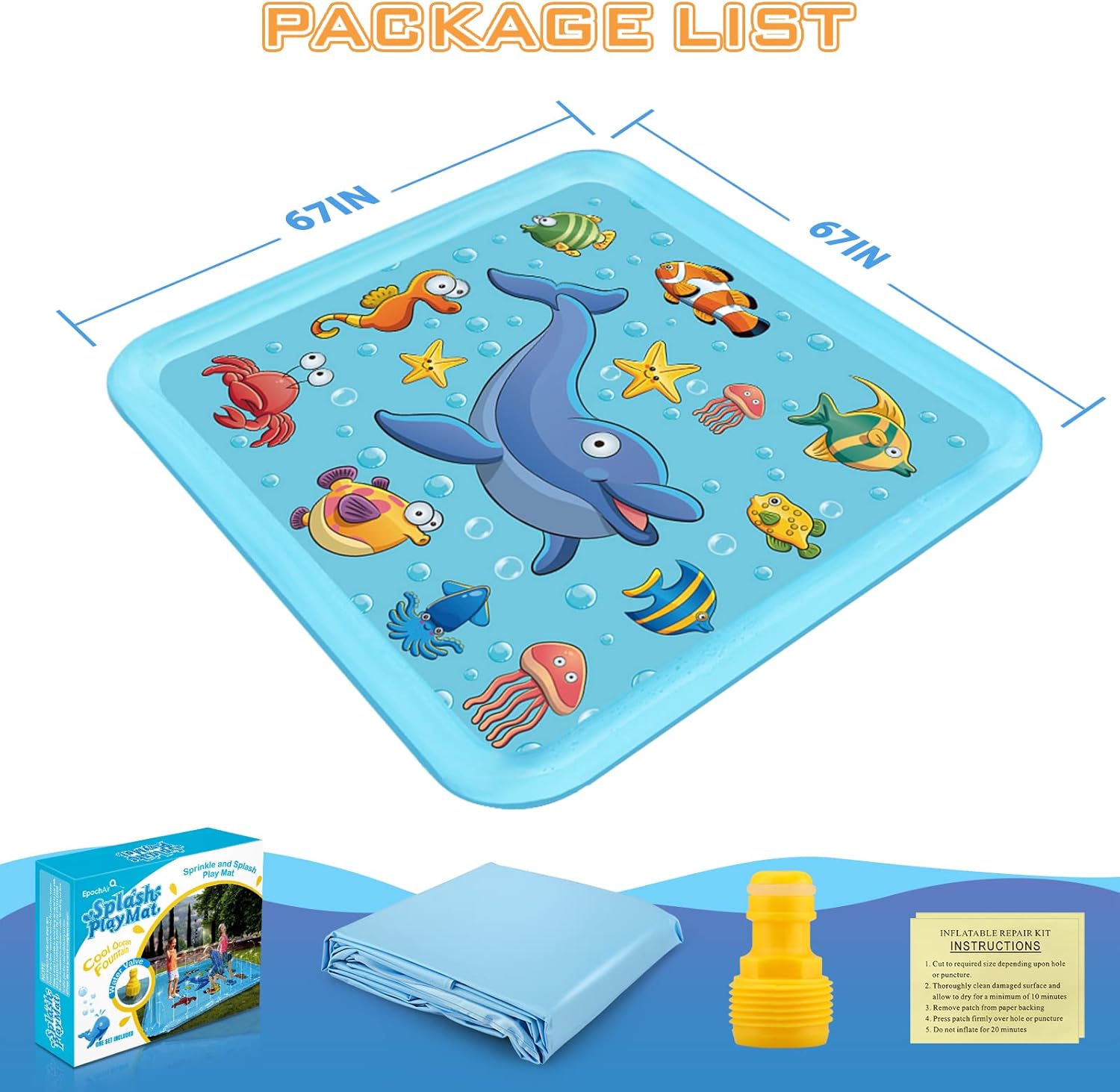 Thumbnail 4 de Growsland Splash Pad for Toddlers: 67" Outdoor Sprinkler Splash Mat for Backyard Fun