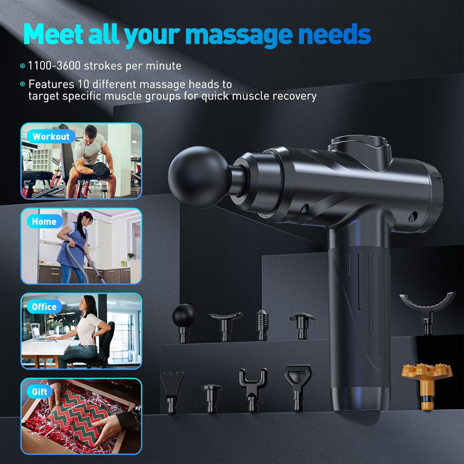 Thumbnail 1 de Massage Gun Deep Tissue Percussion Massager 30-speed