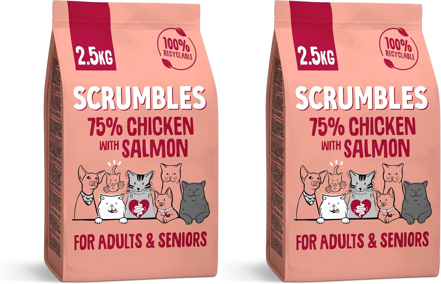 Detalle de Scrumbles All Natural Dry Cat Food with Chicken & Fresh Salmon (2.5 Kg) – High Protein for Adults & Seniors