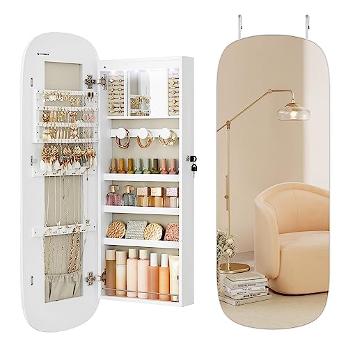 Detalle de SONGMICS Armoire à Bijoux avec Miroir LED et Serrure – JJC026W01