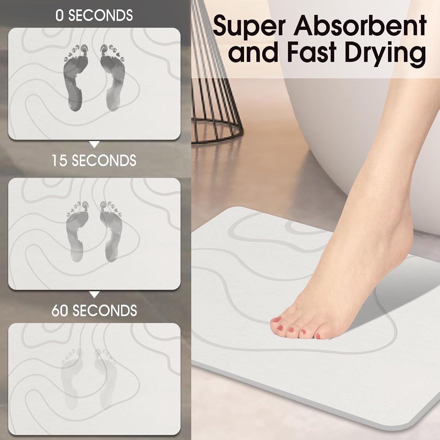 Detalle de ZIKIBL Stone Bath Mat, Diatomaceous Earth