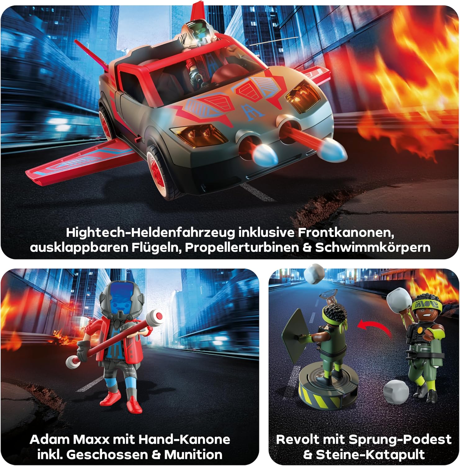 Thumbnail 3 de PLAYMOBIL Heroes 71832 Helden-Multifunktionsfahrzeug mit Schussfunktion (Adam Maxx gegen Revolt) für Kinder ab 4/5 Jahren