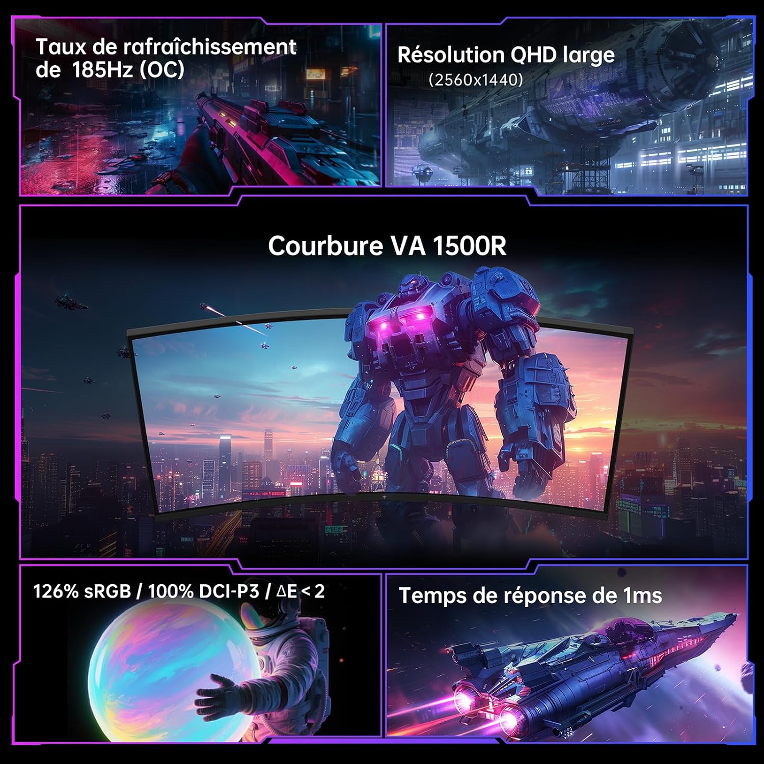 Thumbnail 1 de KTC H32S5 écran PC gamer 32 pouces QHD 185Hz
