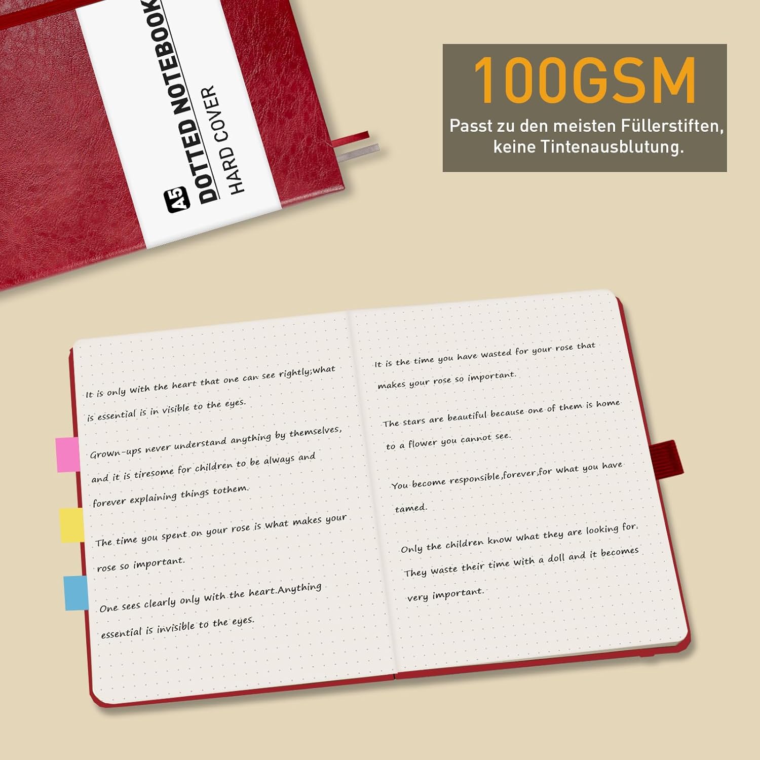 Thumbnail 2 de PYNEX Notizbuch A5 Dotted – Hardcover, Lederoptik, 192 Seiten, 100 g/m² – Weinrot