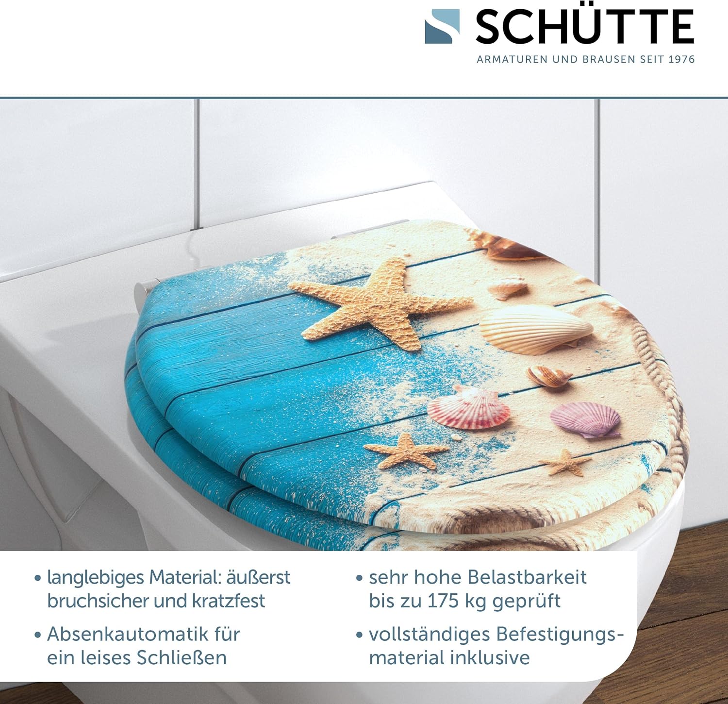 Thumbnail 3 de SCHÜTTE WC-Sitz BEACH WOOD mit Absenkautomatik – Holzdeckel mit Motiv, Belastung bis 175 kg