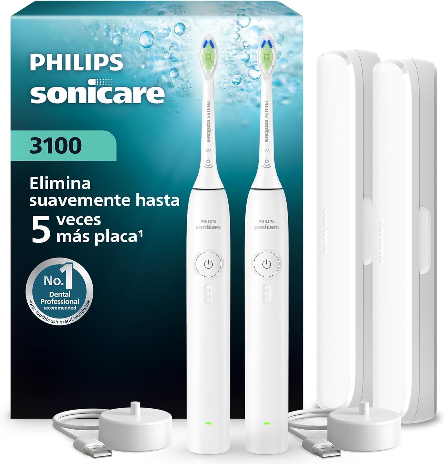 Thumbnail 6 de Philips Sonicare 3100 Pack Doble 🚀 Cepillo Sónico Blanco