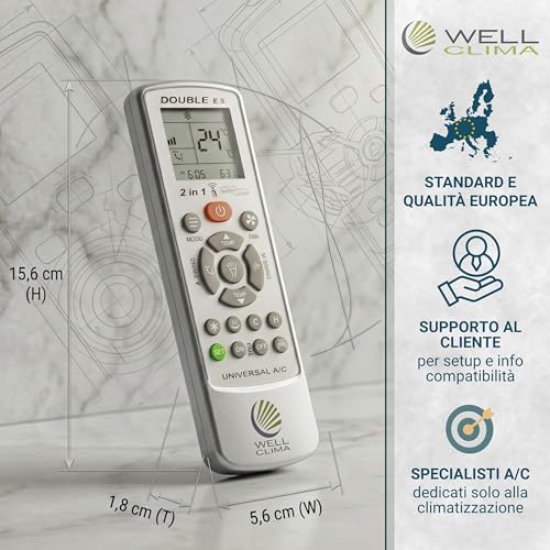 Thumbnail 8 de Wellclima Double E.S: Telecomando universale 2 in 1 per condizionatori e climatizzatori, progettazione italiana, compatibile con 10000+ modelli