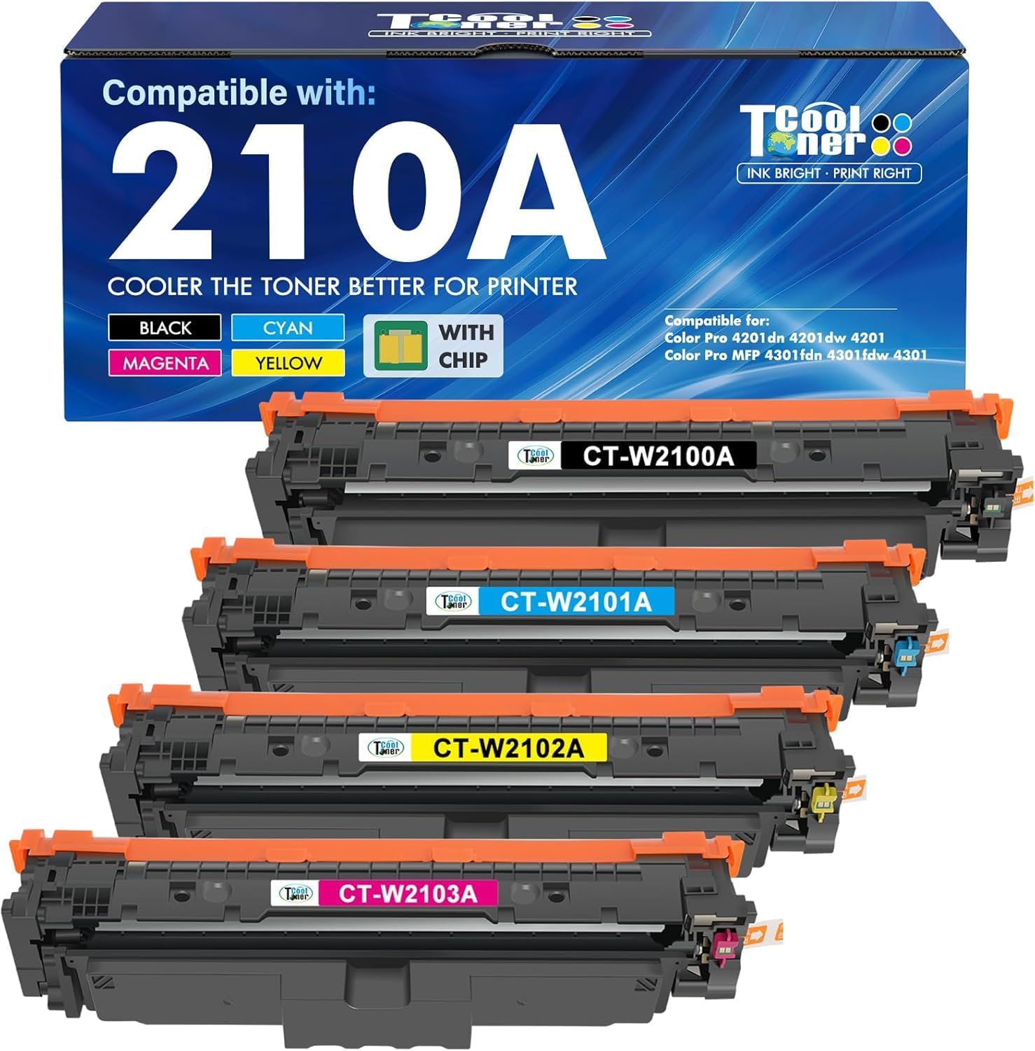 Detalle de Cool Toner 210A Toner Cartridge 4-Pack with Chip for Color LaserJet Pro