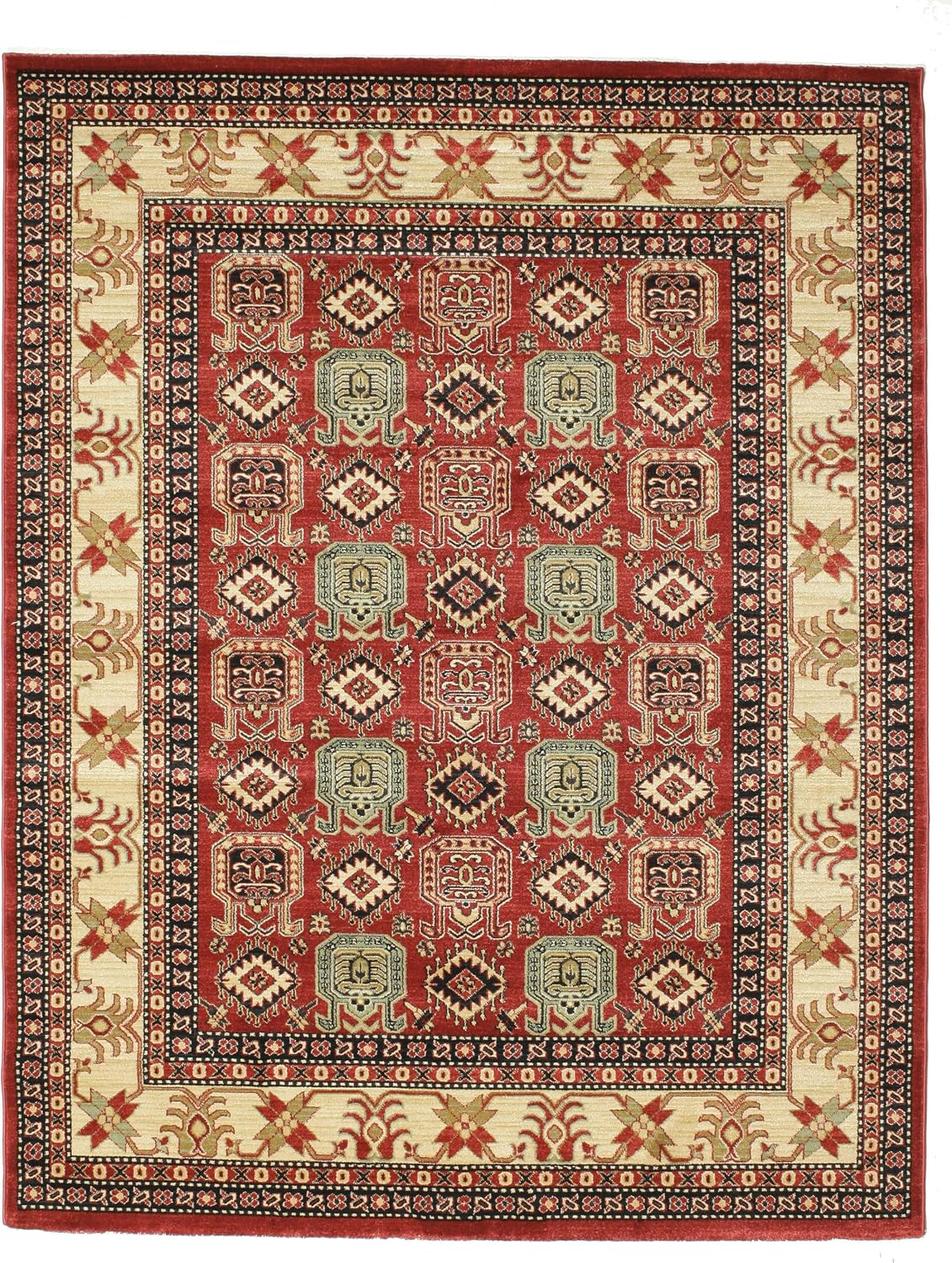 Detalle de RugVista Kazak Simav – dywan orientalny 200 × 250 cm, czerwono-beżowy
