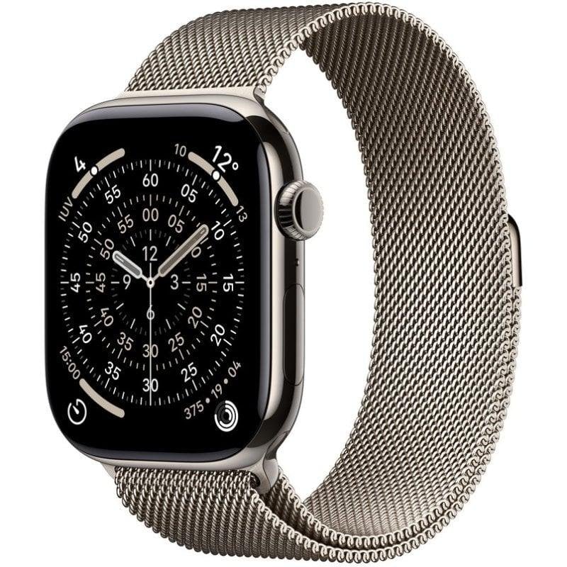 Detalle de Apple Watch Series 11 GPS + Cellular 46mm Titanio Natural con Milanese Loop Natural S/M