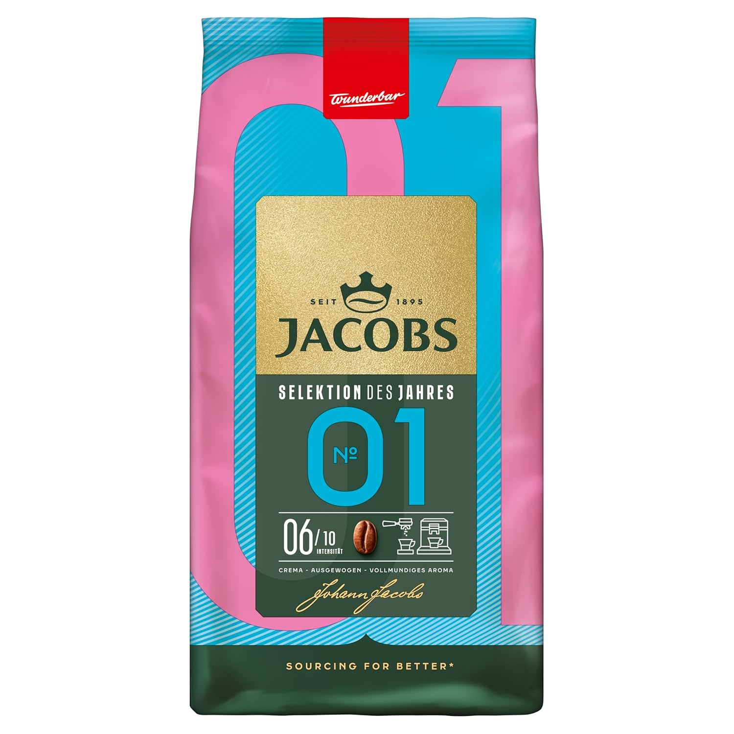 Detalle de Jacobs Kaffeebohnen No.1 Selektion des Jahres 2025 – Vollmundig, mit Zitrusnote, 1 kg ganze Bohnen