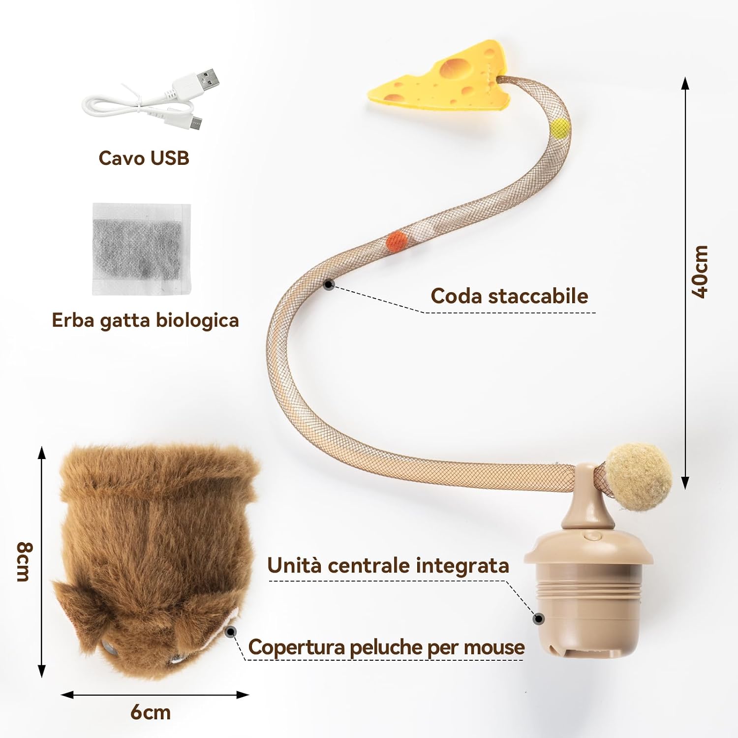 Thumbnail 6 de Migipaws giocattolo interattivo per gatti con topolino elettrico e coda flessibile (ricaricabile)