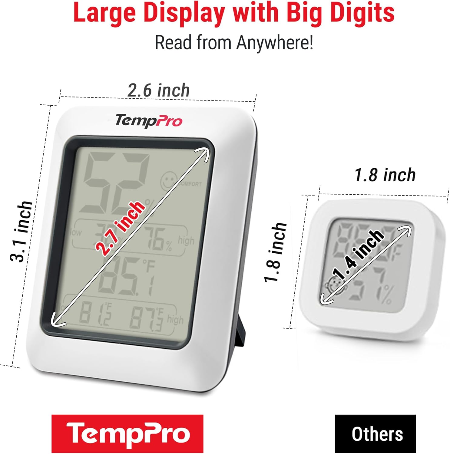 Thumbnail 3 de TempPro TP50 Digital Hygrometer Indoor Thermometer