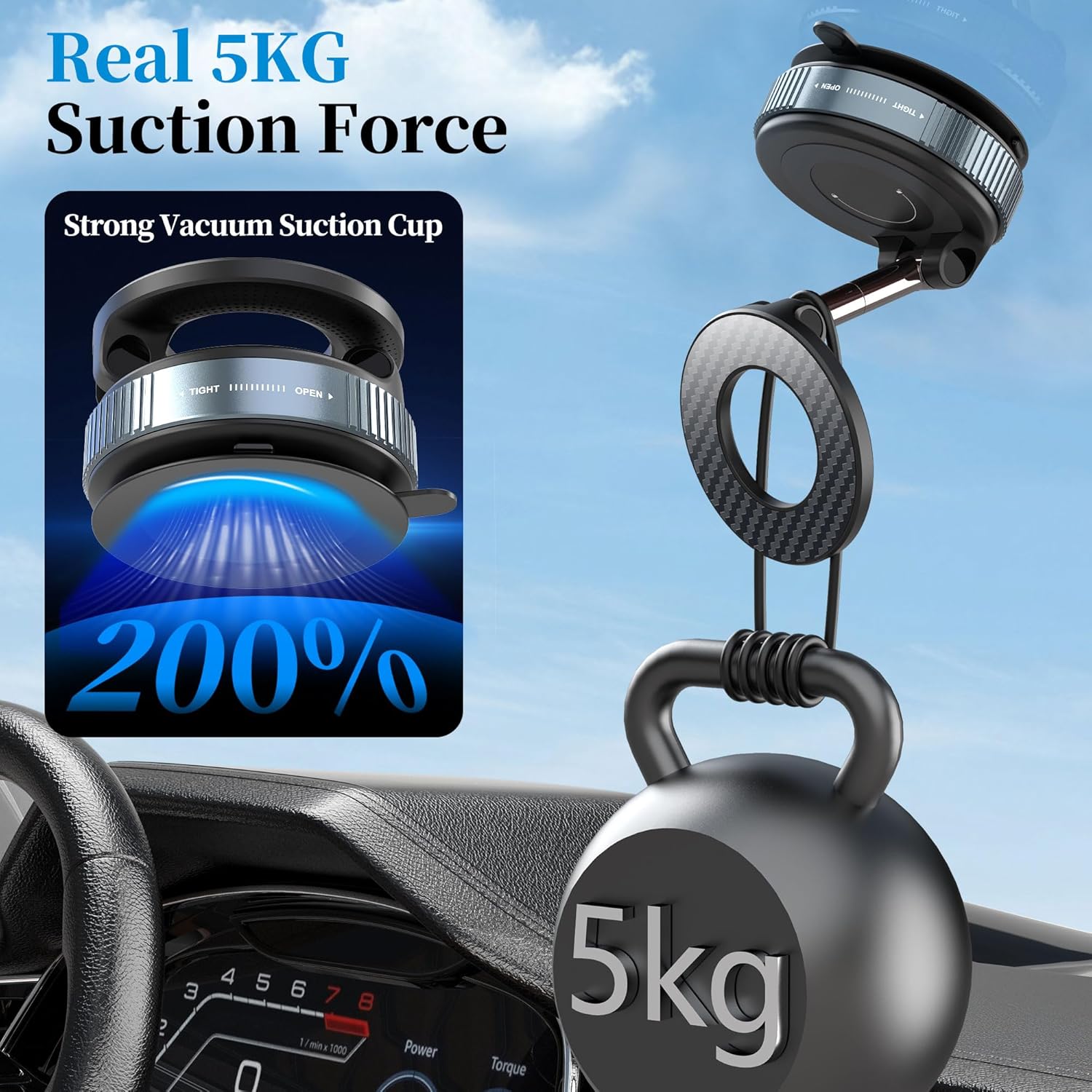 Thumbnail 4 de PlusAcc Vacuum Magnetic Phone Holder 360°