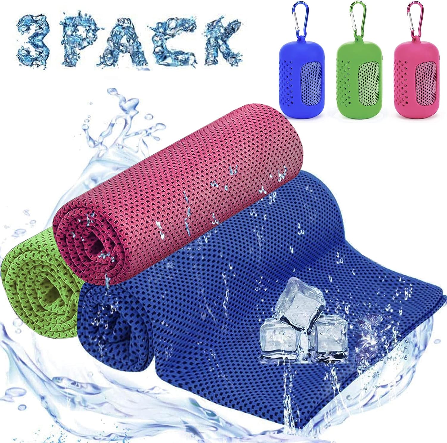 Thumbnail 6 de Ciskotu Kühltuch Set – Mikrofaser Kühl-Handtuch 90 × 30 cm mit Silikonbox (Blau+Lila+Grau)