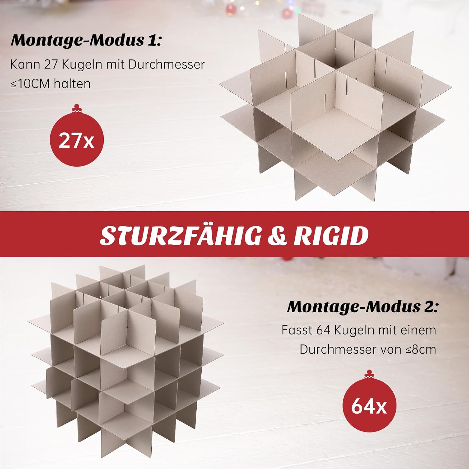 Detalle 2 de Fulasofia Aufbewahrungsbox 128 Fächer für Weihnachtskugeln