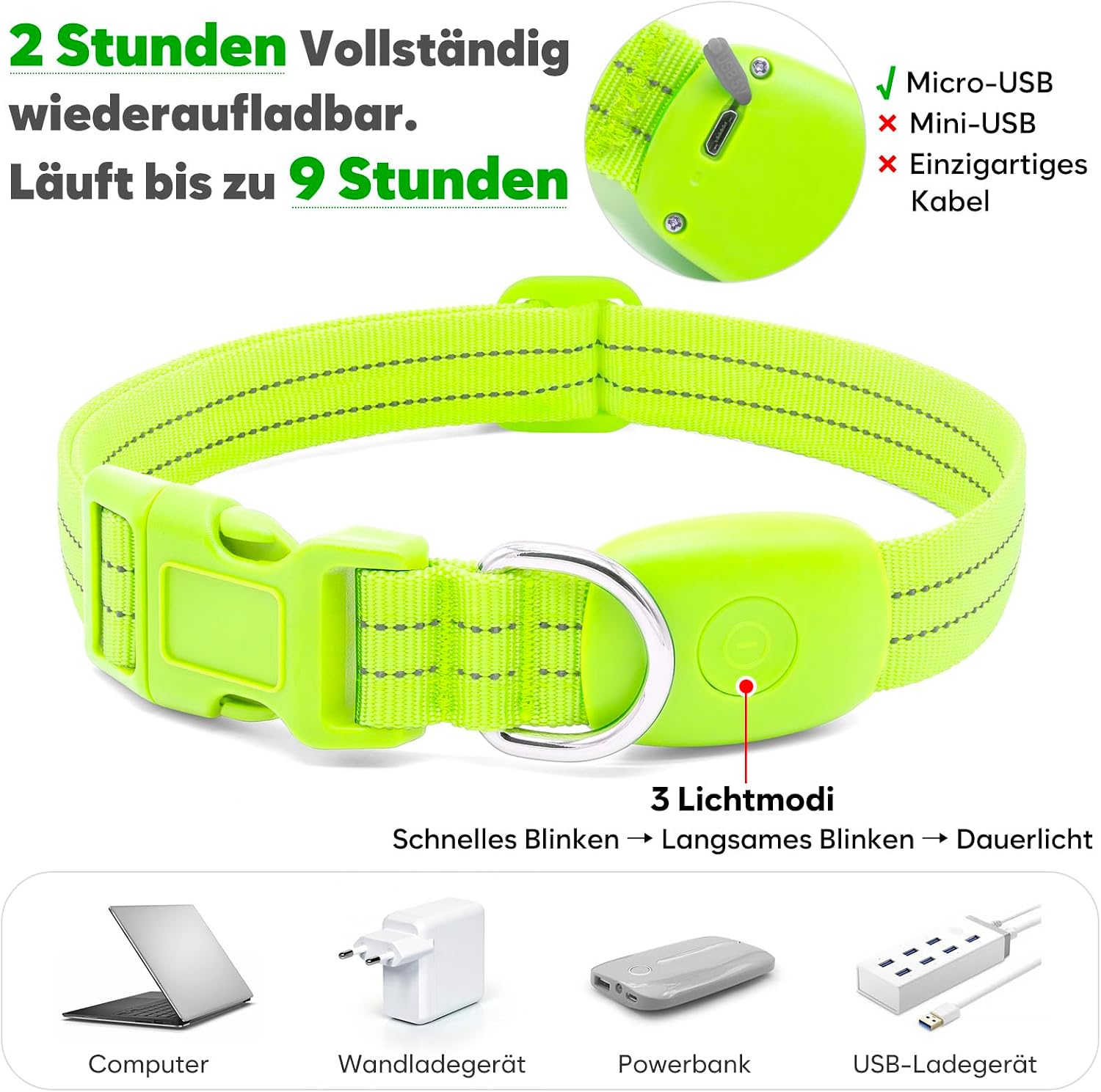 Detalle 2 de PZRLit LED Hundehalsband – Leuchthalsband Hund Verstellbar, Reflektierendes & Wasserdichtes Hundehalsband, USB Aufladbares Sicherheitshalsband für Kleine Mittel Große Hunde, Halsbänder
PZRLit LED Hundehalsband – Leuchthalsband Hund V…