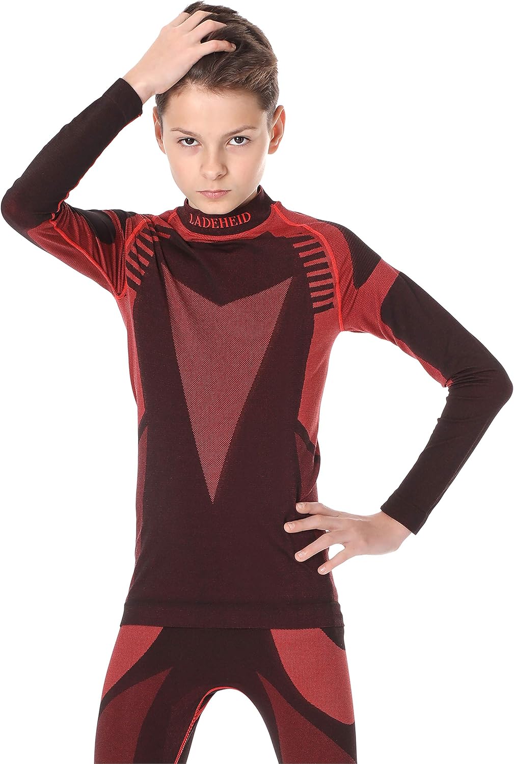 Detalle de Ladeheid T-Shirt Thermique à manches longues pour enfant – Col roulé, coupe lâche (LASS0007)