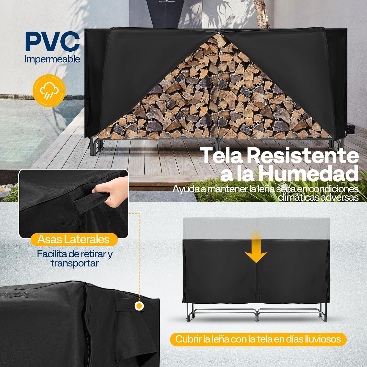 Thumbnail 4 de VIVOHOME Estante metálico para leña 244×35×122 cm