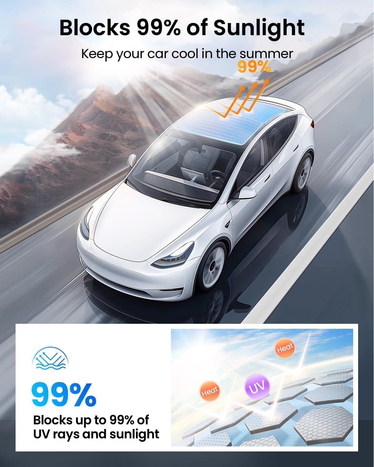 Thumbnail 3 de REEVAA Tesla Model Y Sunshade Roof 2PCS Gray
