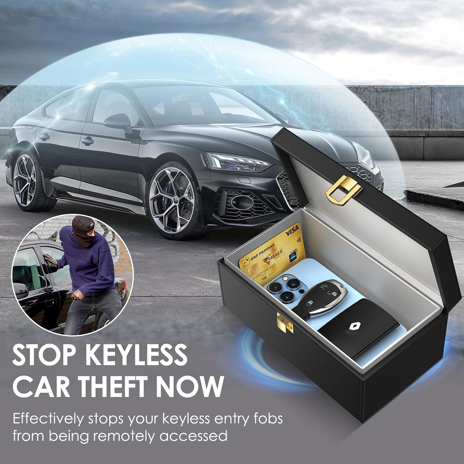 Thumbnail 1 de lanpard Extra Large Faraday Box for Car Keys (8.6 x 5.1 x 4.1 inches) – keyless signal blocking key protector