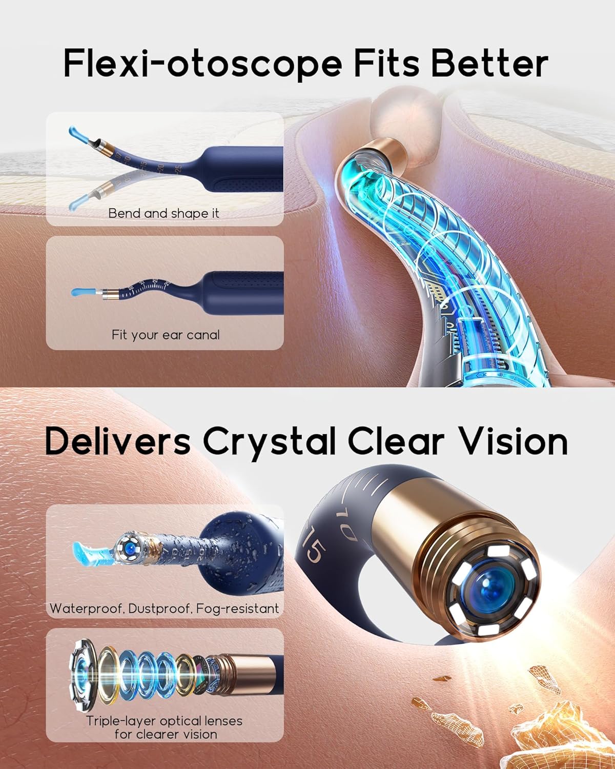 Thumbnail 1 de BEBIRD Ear Cleaning Camera Kit: Flexible Otoscope with 3P Lens and Wireless Earwax Removal