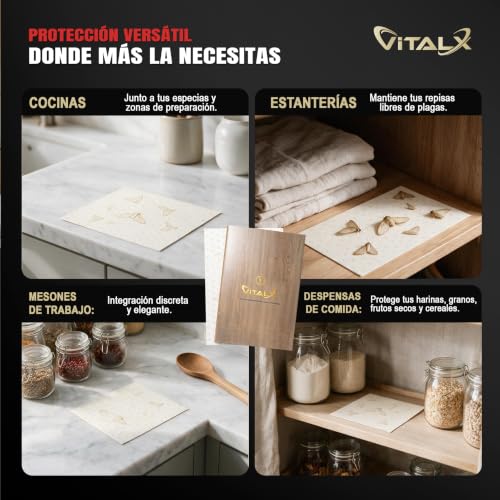 Detalle de VITALX Pack Ahorro 15 Trampas Polillas de Alimentos – Sin Tóxicos, Seguridad para Despensa y Cocina