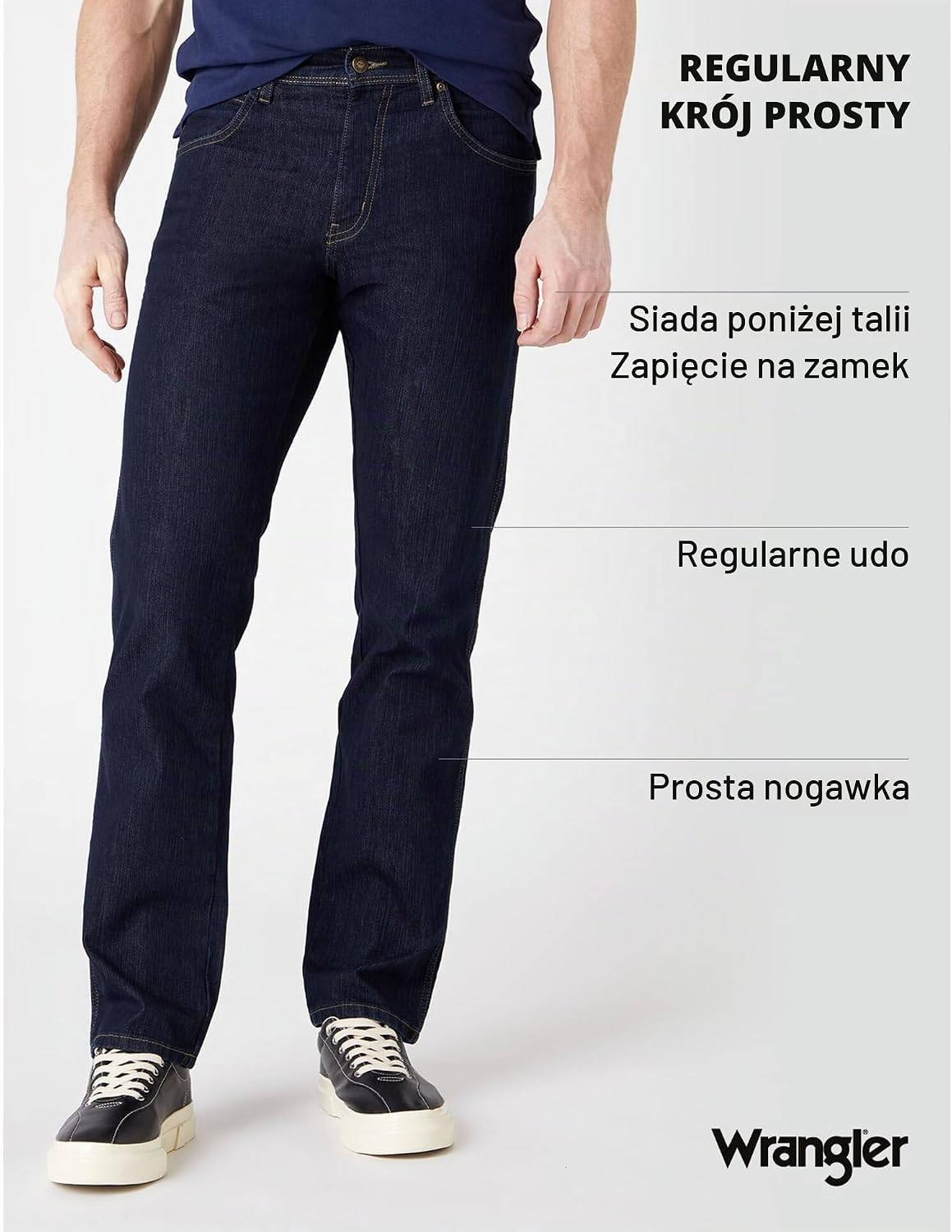Detalle de Wrangler Durables Regular Fit – męskie jeansy stretch, stone washed, 5 kieszeni