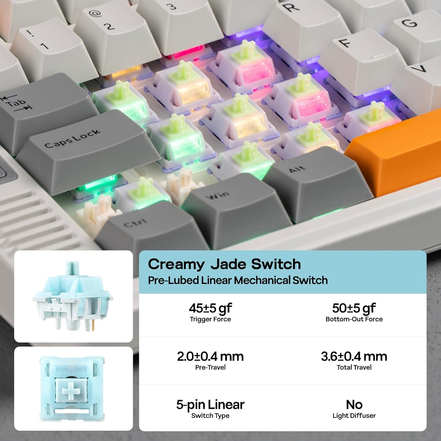 Thumbnail 6 de EPOMAKER RT85 Wireless Mechanical Keyboard with Joystick & DIY Screen (75% Gaming) — Retro White / Creamy Jade