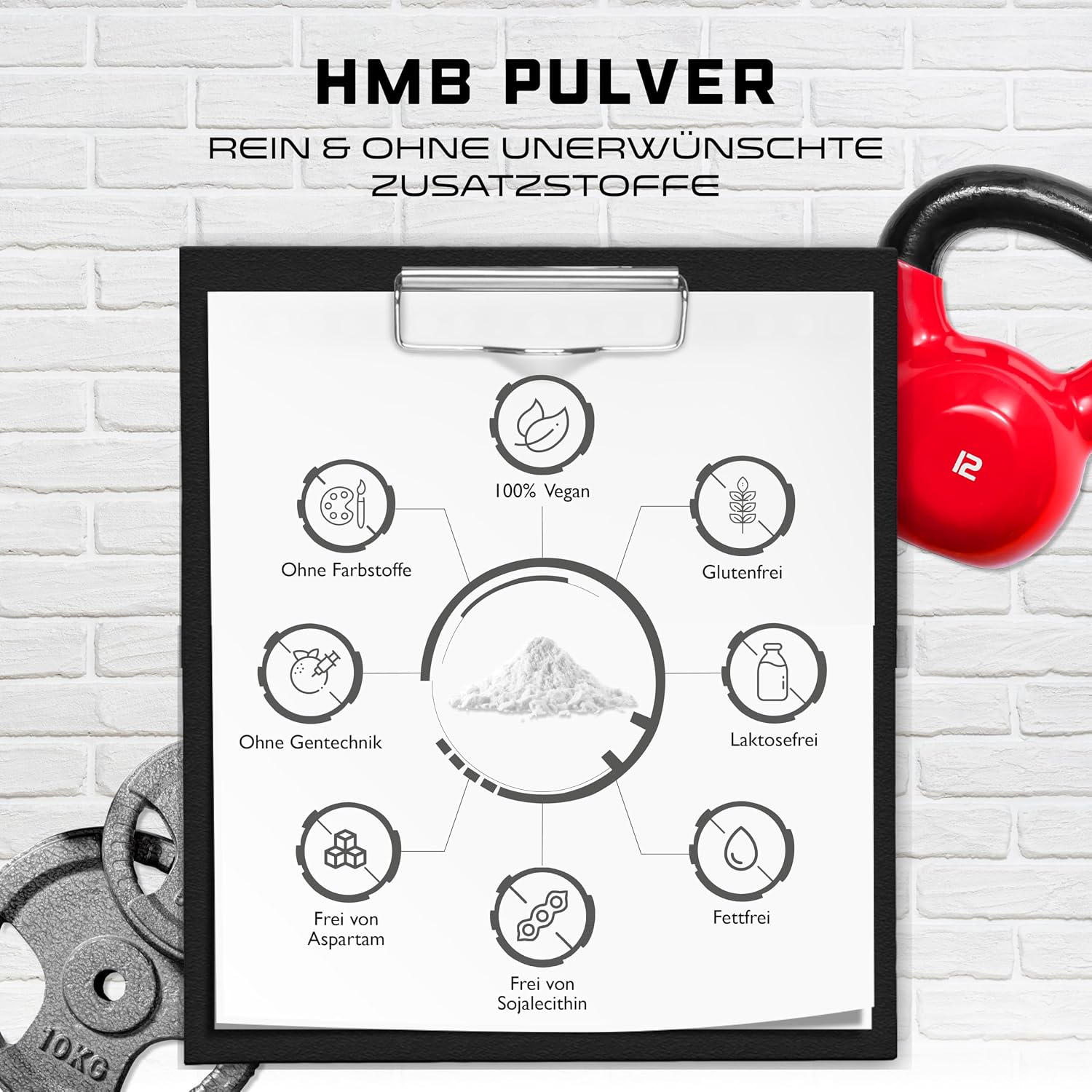 Detalle 2 de HMB Pulver 500 g (Calcium-HMB) – 100 Portionen, vegan, ohne Zusätze