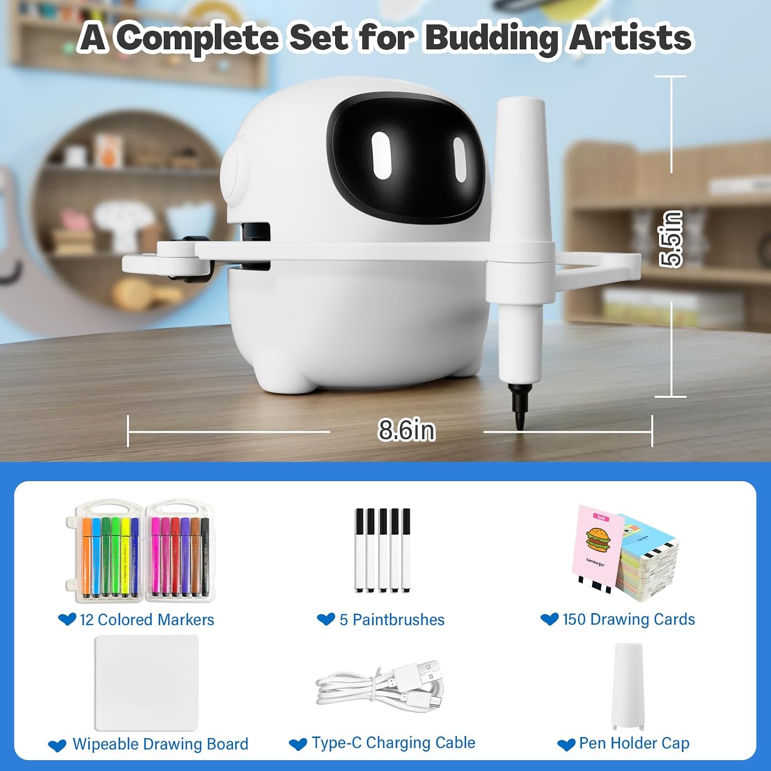 Thumbnail 6 de RIVGOT Q01 Drawing Robot for Kids with 150 Cards, Music & Reusable Board