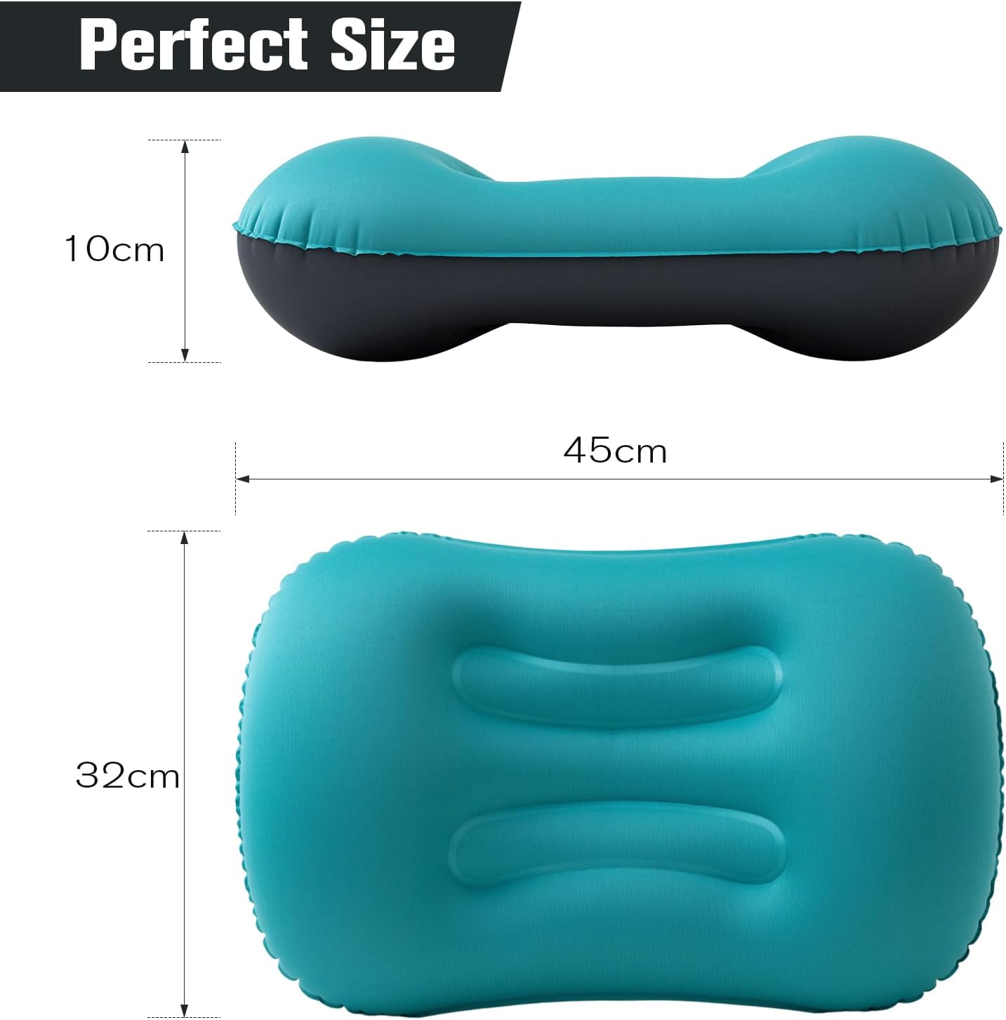 Thumbnail 5 de JetsCush Camping Pillow lightweight compact inflatable travel pillow with ergonomic support (Teal)