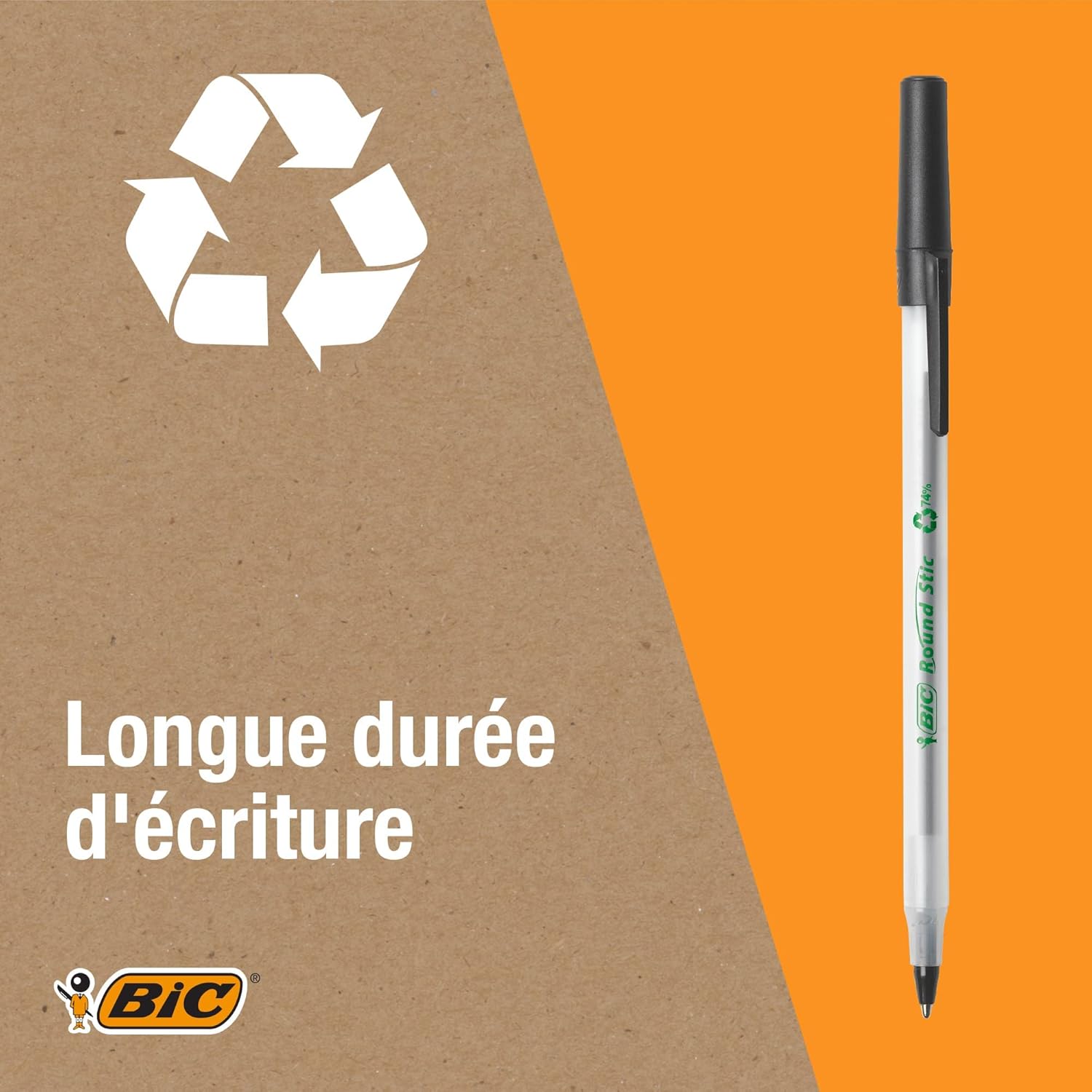 Thumbnail 3 de BIC Round Stic ECOlutions Stylos-Bille Pointe Moyenne (1,0 mm) – Bleu, Boîte de 60