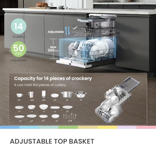 Detalle 1 de COMFEE' Fully Integrated Dishwasher, 14 Place Settings, Wi-Fi and Auto Door Drying