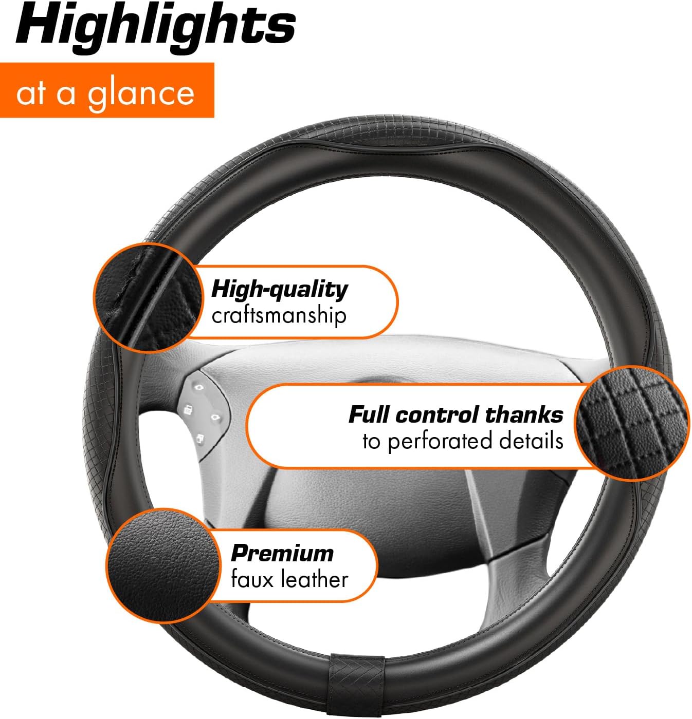 Thumbnail 3 de Upgrade4cars 17.5-18 inch Truck Steering Wheel Cover in Black