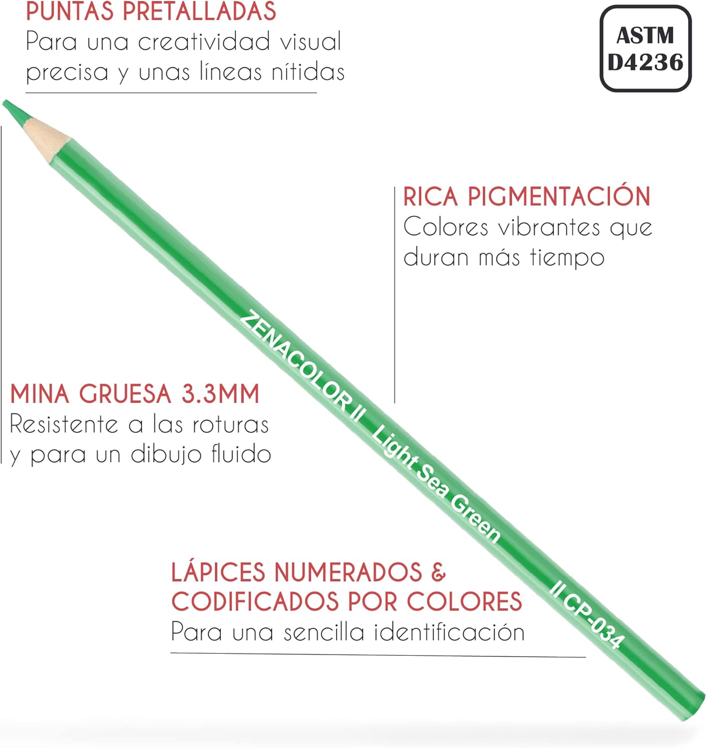 Detalle 1 de Zenacolor 72 Lápices profesionales