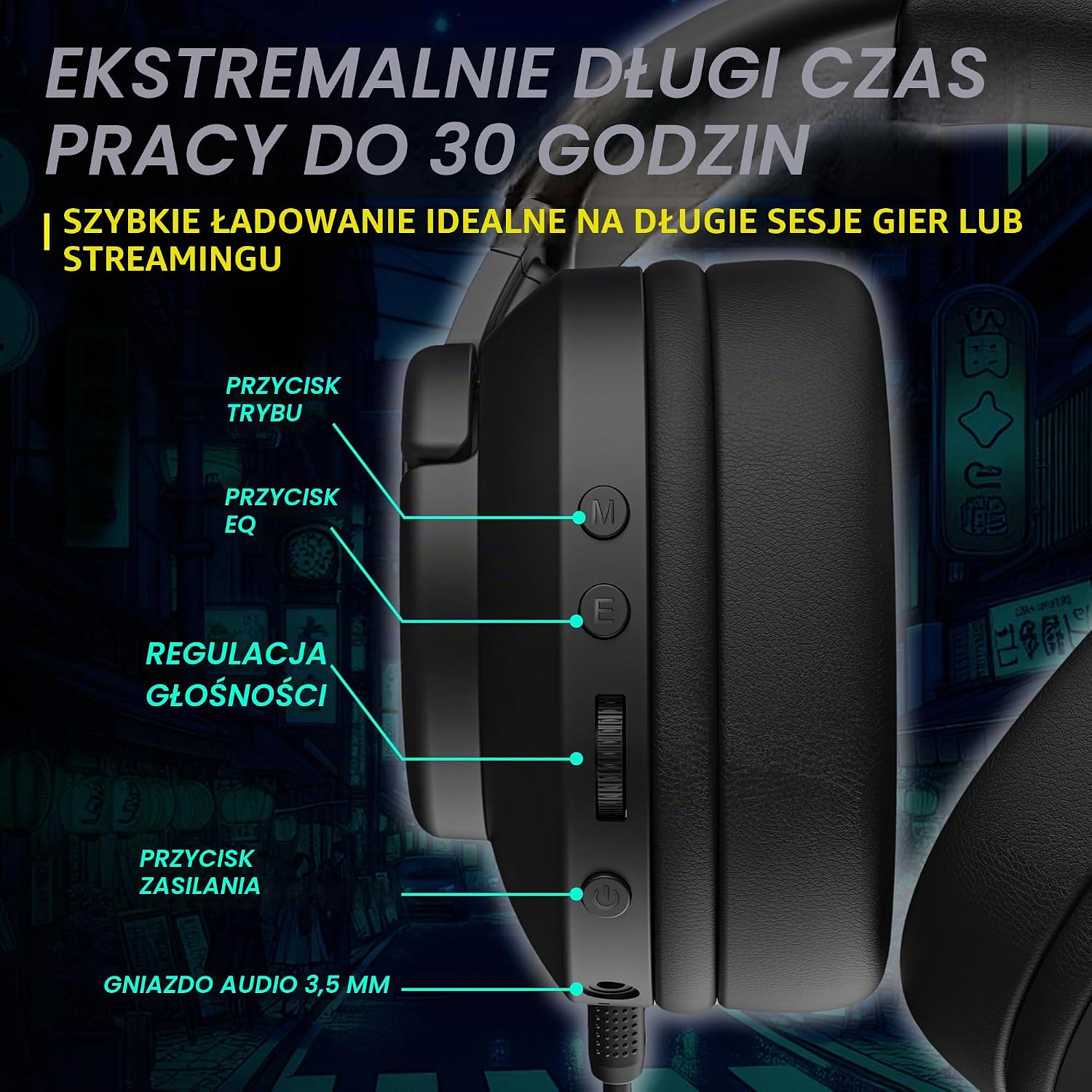 Thumbnail 5 de AKUMA SEINEN H06WL – słuchawki gamingowe 3D, 2,4 GHz i Bluetooth 5,3