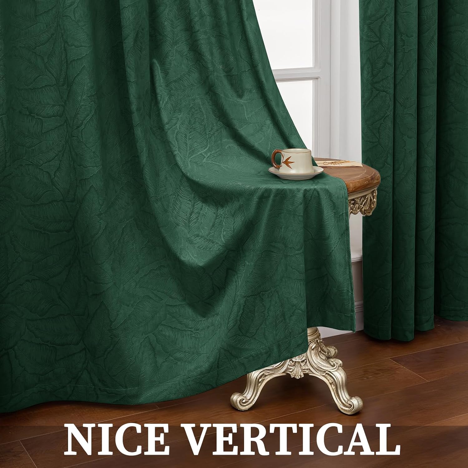 Thumbnail 5 de Ystyle Rideaux Occultant Thermique Velours Lot de 2 – 140x225 cm, Vert Foncé