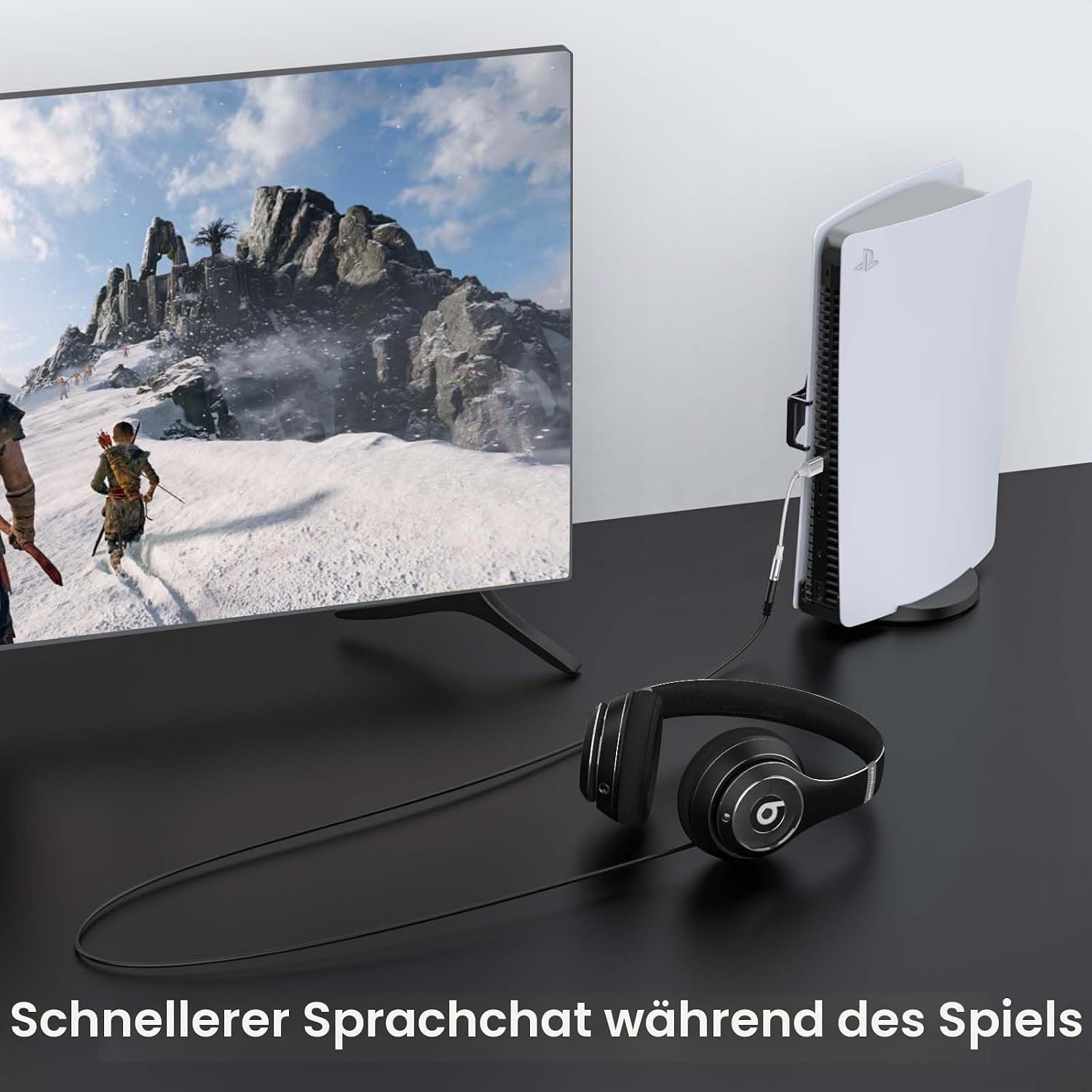 Detalle 2 de MOSWAG USB-zu-3,5-mm-Klinke-Audioadapter (2er-Set) mit Mikrofon-Anschluss für PC, PS4/PS5 & mehr