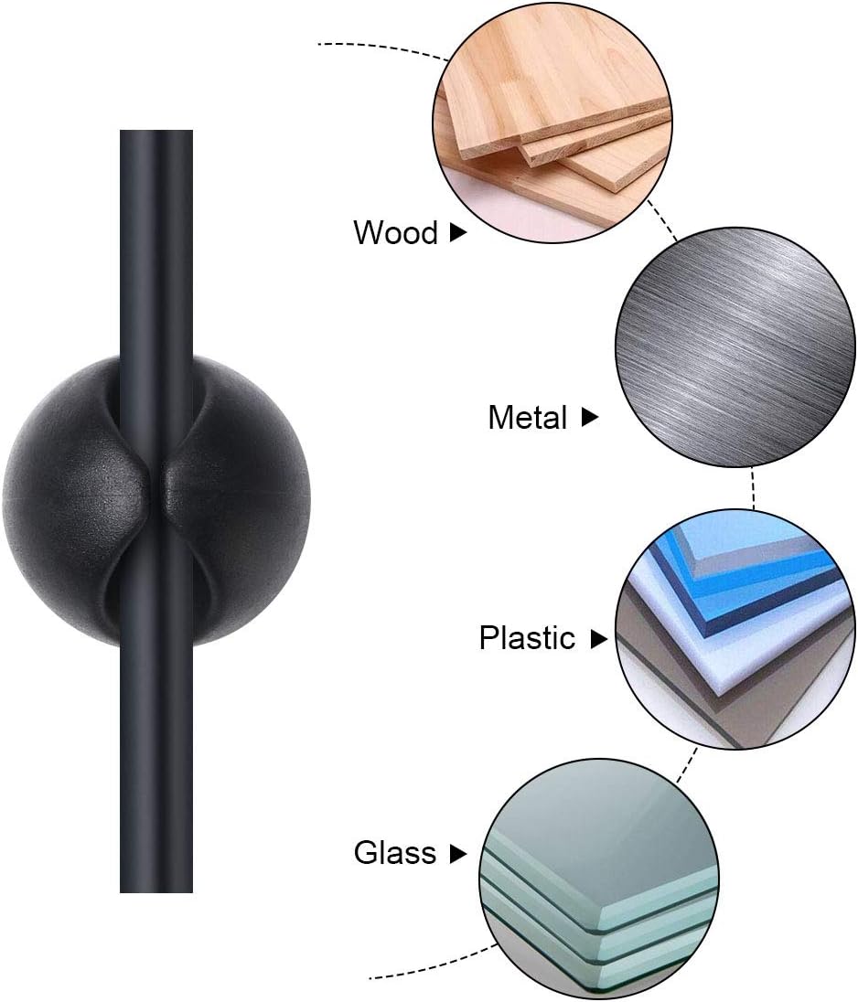 Thumbnail 2 de URAQT Kabelclips / Kabelhalter-Set für den Schreibtisch (20 Stück, schwarz) – für Kabel bis 6 mm