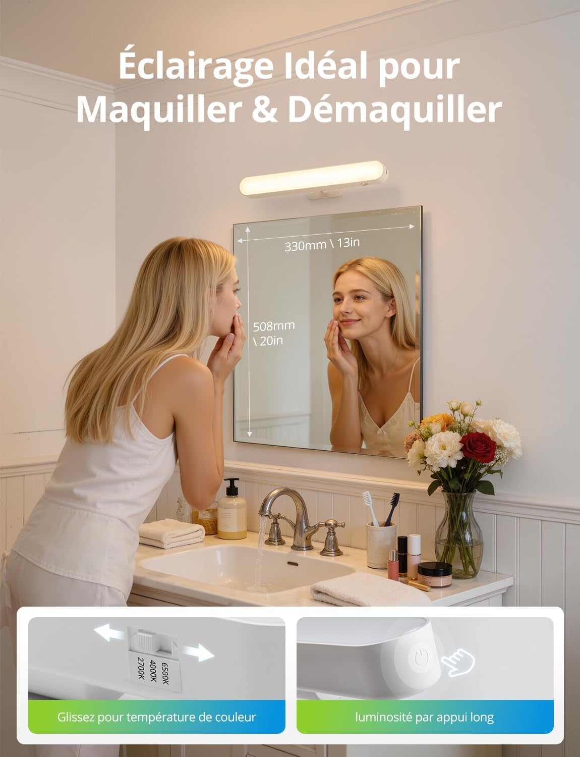 Detalle 2 de Yafido ZM0090 wandlamp, set van 2 met magnetische bevestiging en 3 lichtkleuren