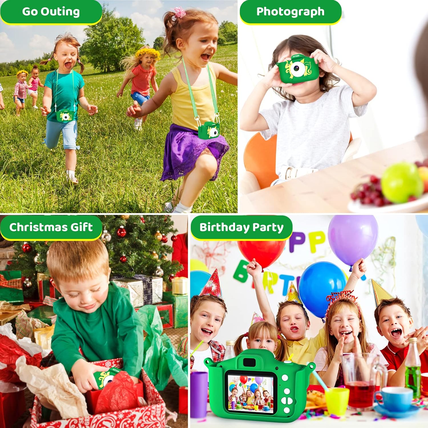 Thumbnail 6 de ASTGMI Kinderkamera mit 2,0" Display, Digitalkamera für Kinder ab ca. 3 Jahren – grün