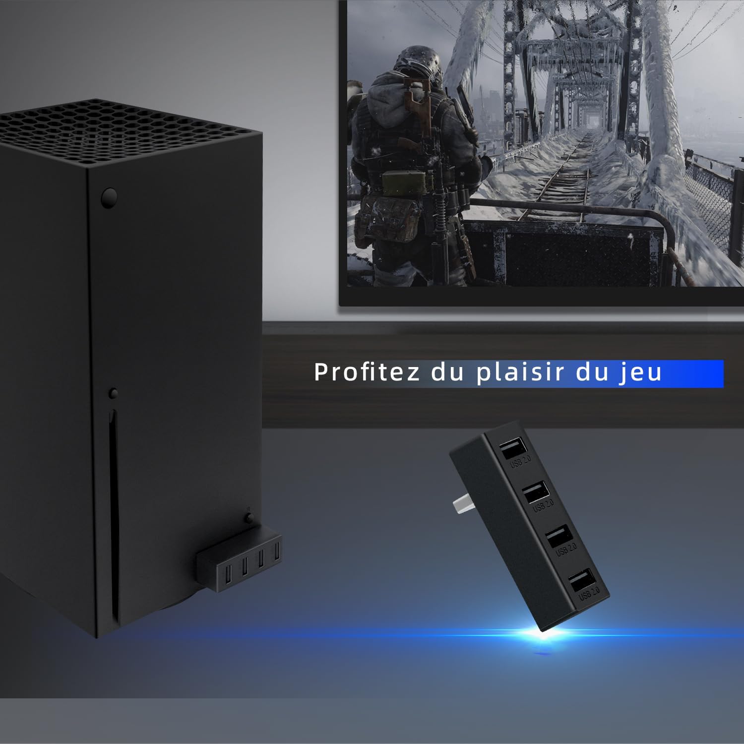 Thumbnail 5 de Mcbazel Hub USB 2.0 4 ports pour Xbox Series X/S (noir) : extension portable Plug and Play