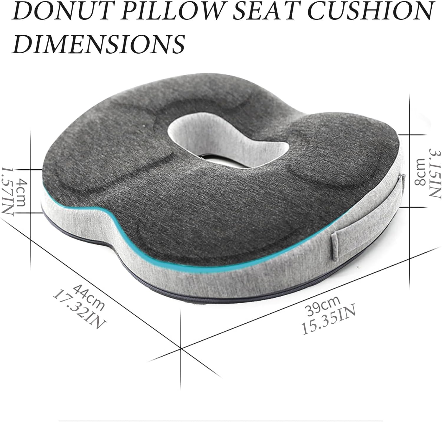 Detalle de Auoketuo Anti-Dekubitus-Stuhlkissen – Orthopädisches Donut-Kissen mit 12 cm Loch für Büro, Auto und Rollstuhl