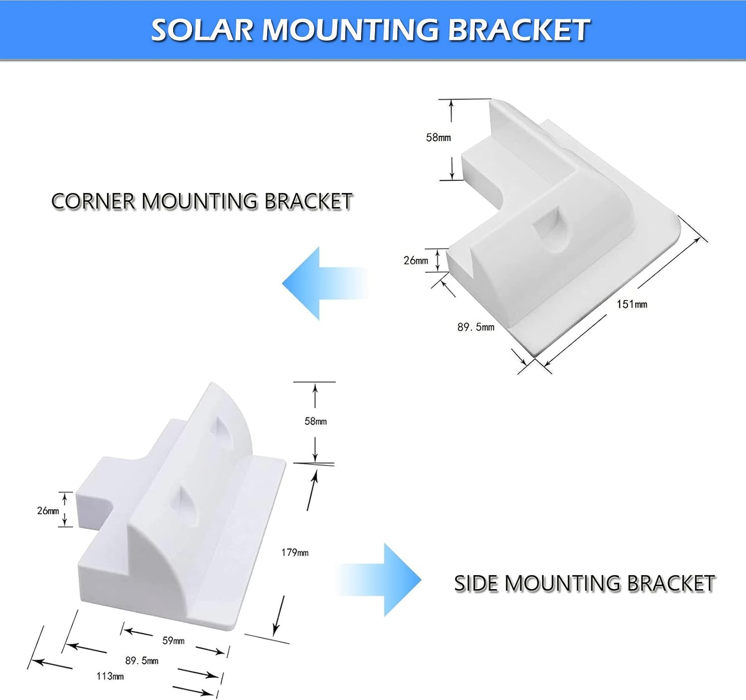 Thumbnail 2 de TRAMILY 6PCS Solar Panel Mounting Bracket White Rectangle Set – Corner and Side Supports for Flat Surfaces