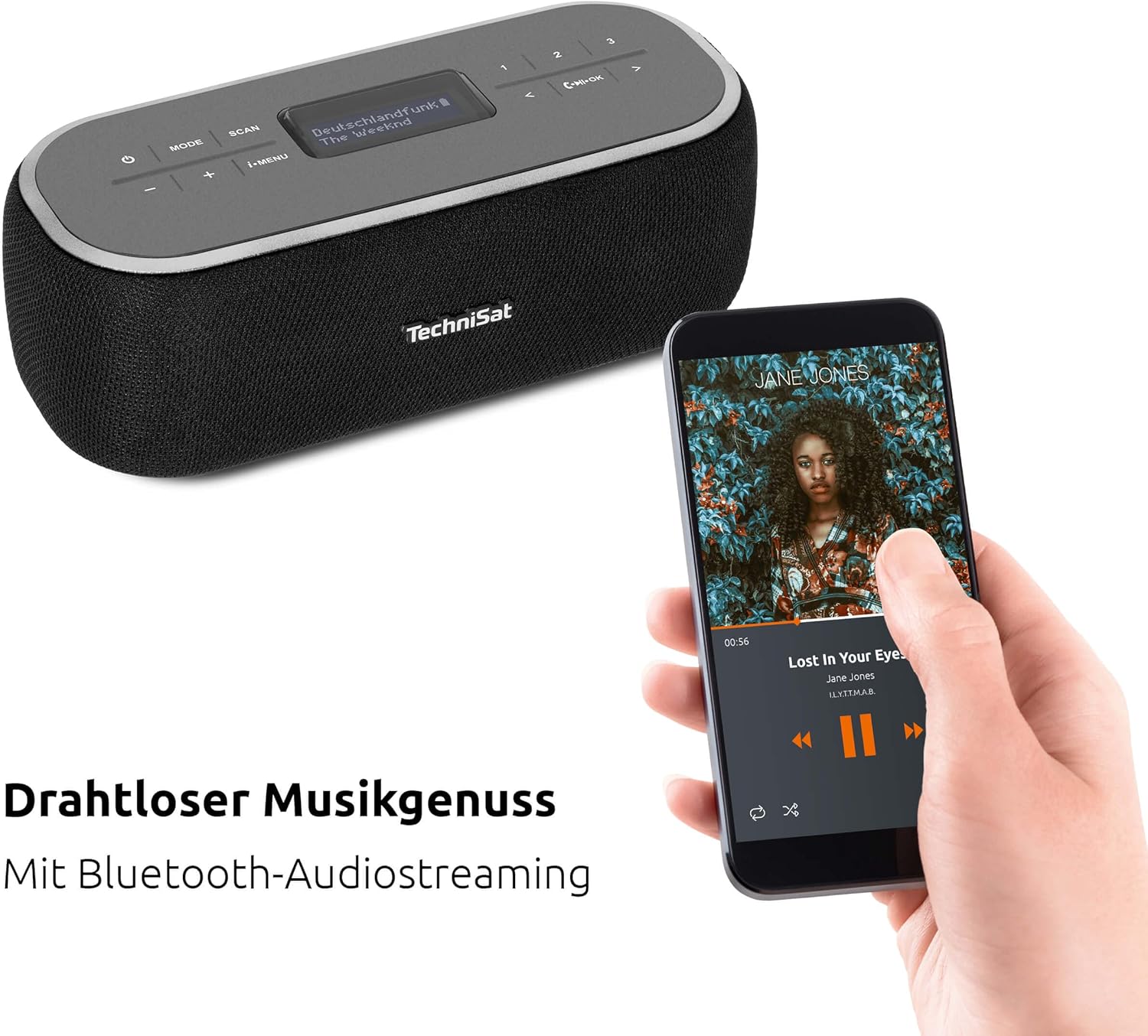 Thumbnail 3 de TechniSat VIOLA BT 1 tragbarer Bluetooth-Lautsprecher mit DAB+ Digitalradio, Wecktimer und AUX-in (6 W) schwarz/grau