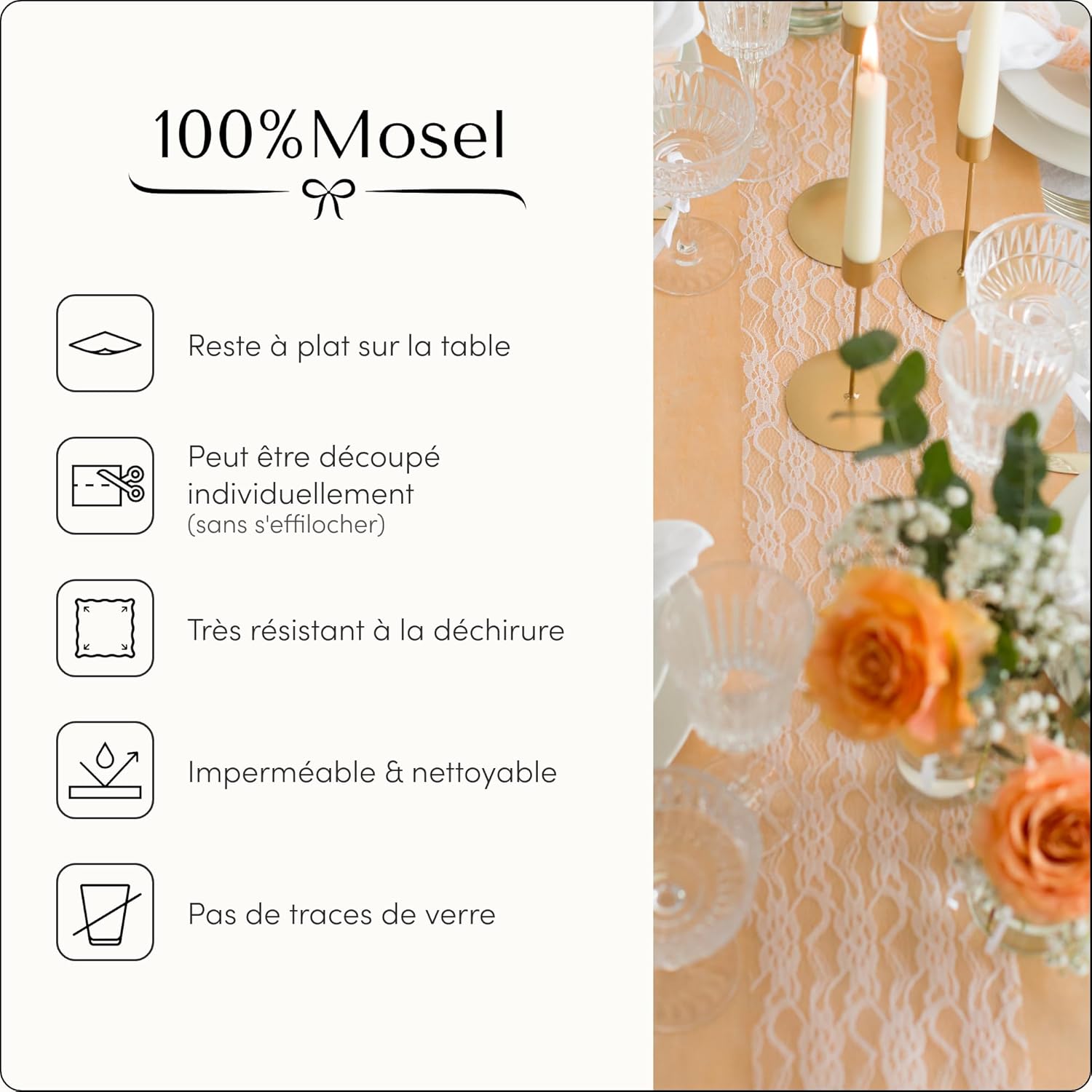 Thumbnail 5 de 100%Mosel Chemin de table 30 cm x 25 m 🍽